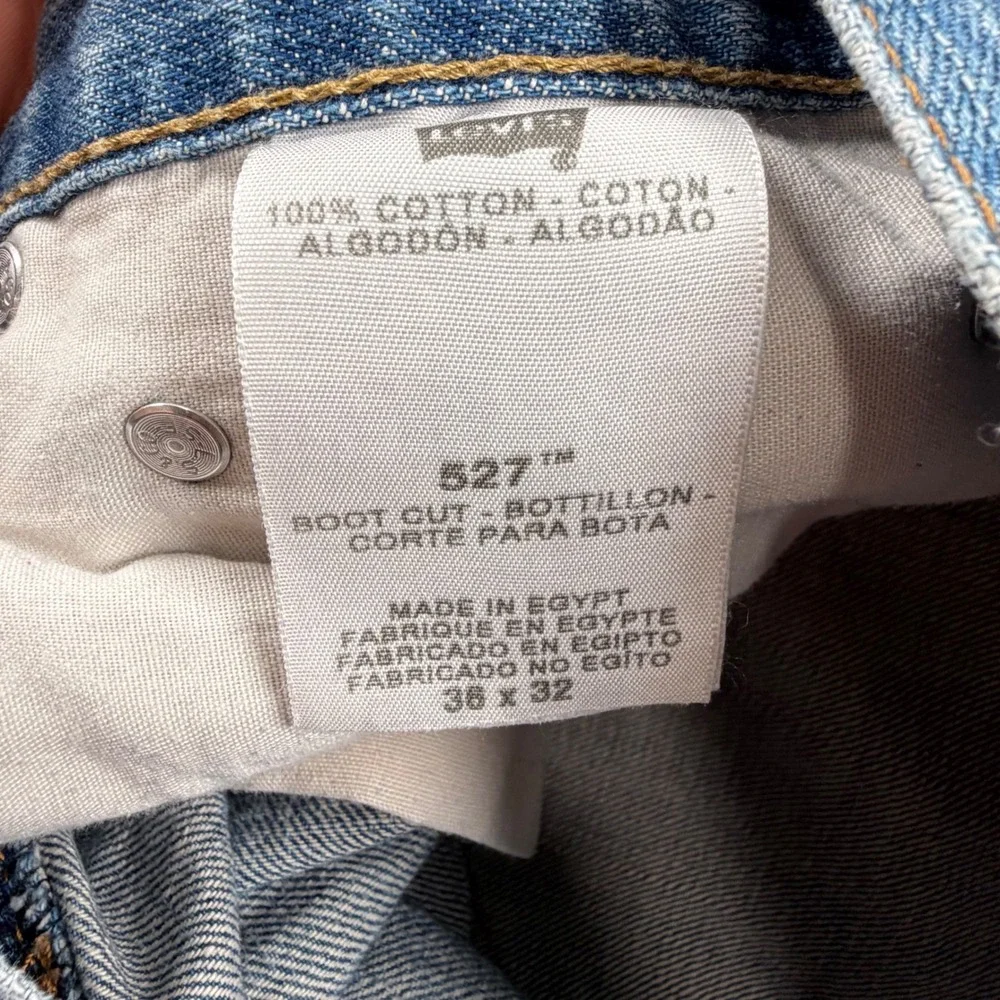 Levi's 527 Bootcut Jeans Mens 36x32 Blue Denim Distressed Medium Wash
